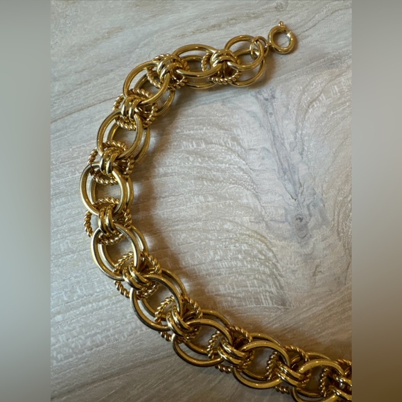 Vintage Gold Tone Chain Necklace with Intertwining Gold Tone Rope Links - Picture 4 of 4